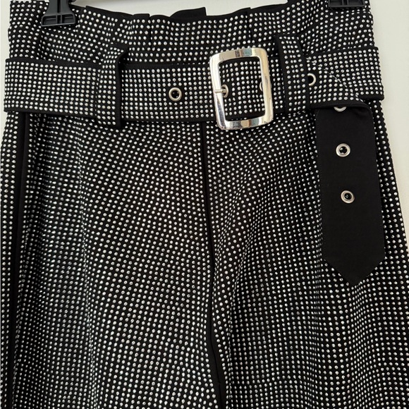 I.AM.GIA Arora Black Embellished Metallic Pleated Maxi Skirt with Belt Size M/8 - Picture 3 of 12